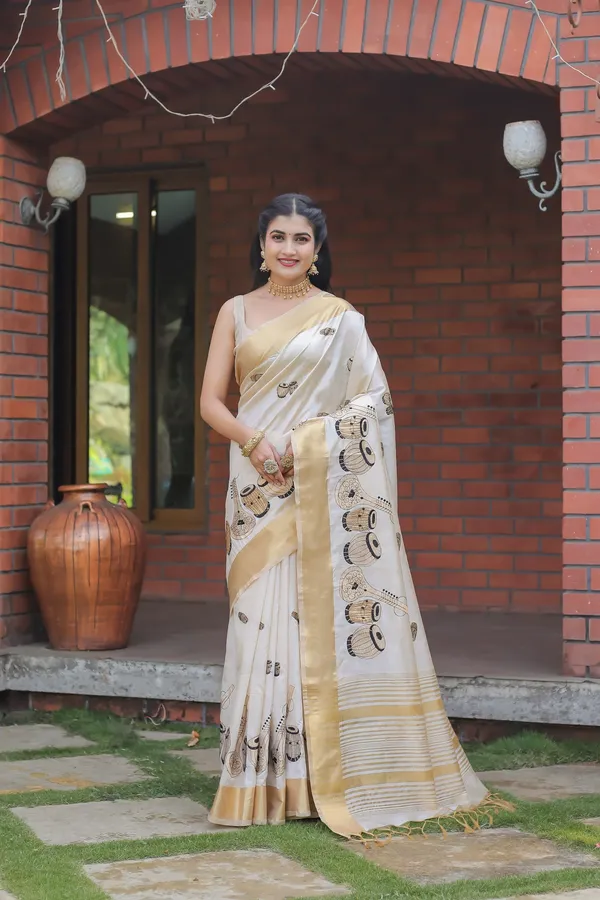 Off_White_Assam_Silk_Musical_Instrument_Motif_Saree_For_Women