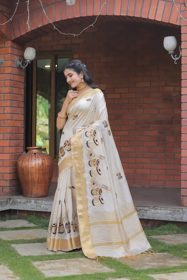Off_White_Assam_Silk_Musical_Instrument_Motif_Saree_For_Women