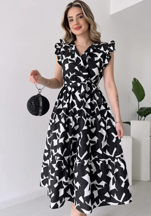 Black_Polyester_Cotton_Sleeveless_Abstract_One_Piece_Dress_For_Women