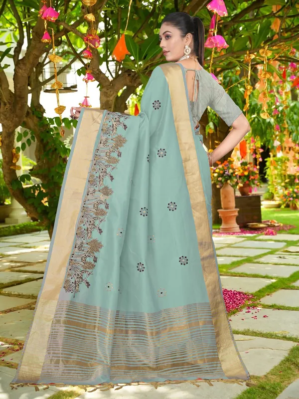 Powder_Blue_Matka_Silk_Forest_Scene_Motif_Saree_For_Women