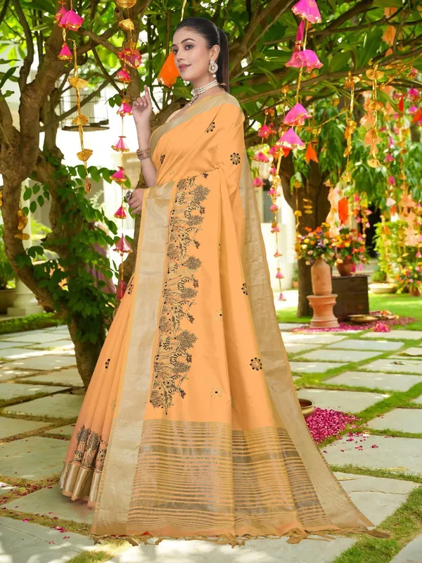 Mustard_Yellow_Matka_Silk_Forest_Scene_Motif_Saree_For_Women