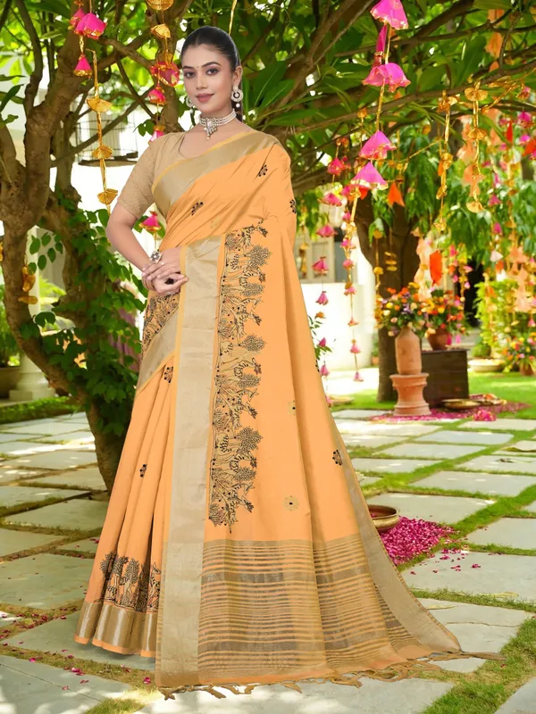 Mustard_Yellow_Matka_Silk_Forest_Scene_Motif_Saree_For_Women