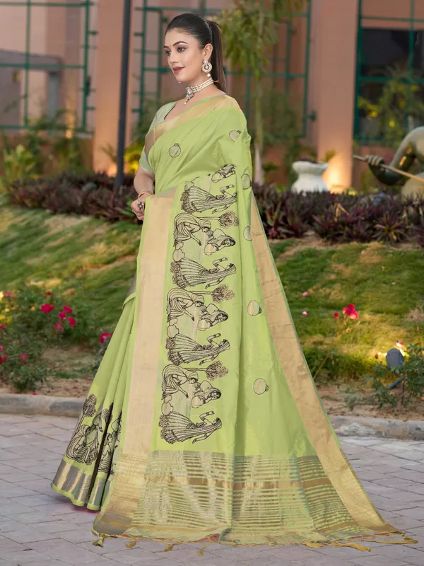 Light_Green_Matka_Silk_Folk_Women_Motif_Saree_For_Women