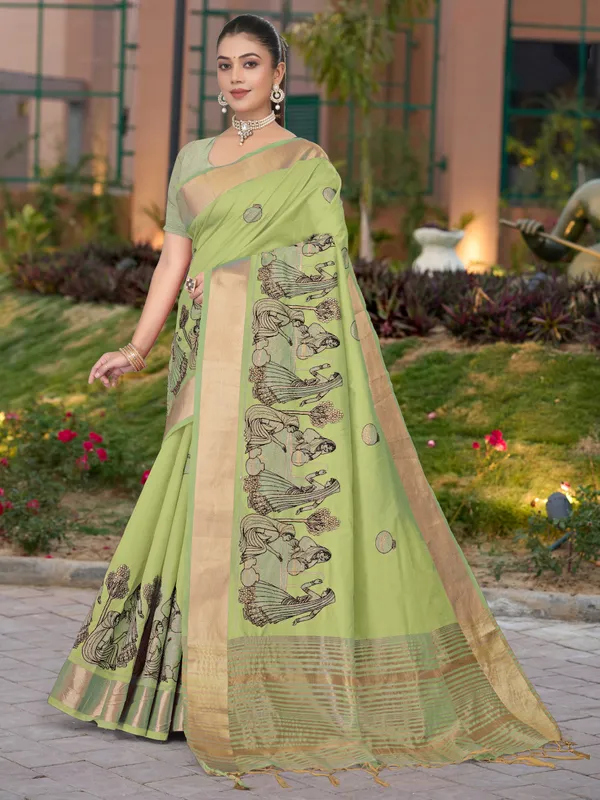 Light_Green_Matka_Silk_Folk_Women_Motif_Saree_For_Women
