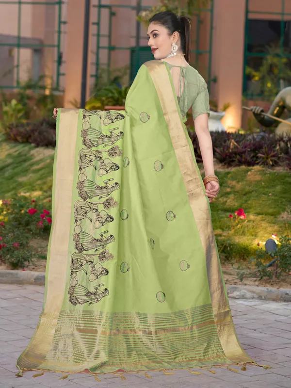 Light_Green_Matka_Silk_Folk_Women_Motif_Saree_For_Women