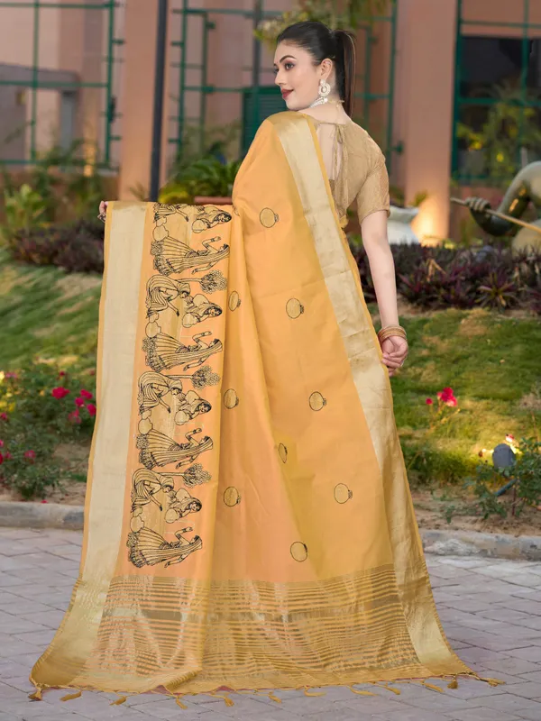Mustard_Yellow_Matka_Silk_Traditional_Motif_Saree_For_Women