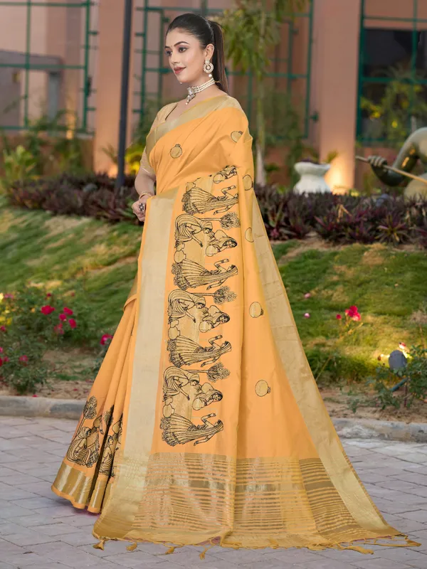 Mustard_Yellow_Matka_Silk_Traditional_Motif_Saree_For_Women