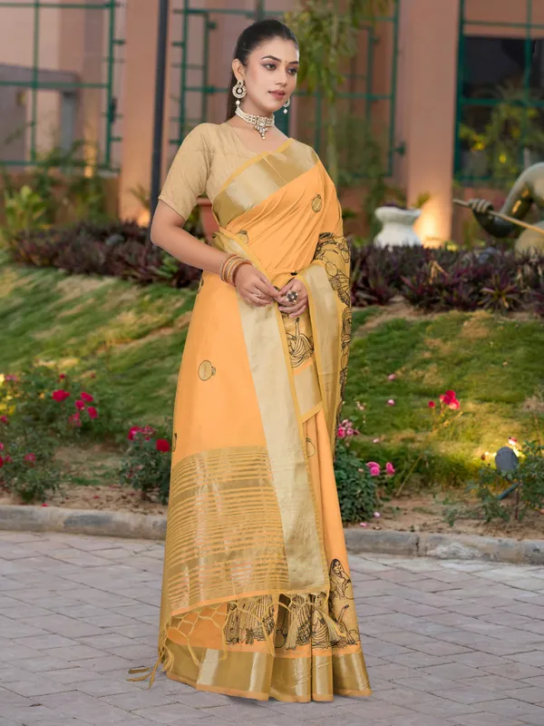 Mustard_Yellow_Matka_Silk_Traditional_Motif_Saree_For_Women