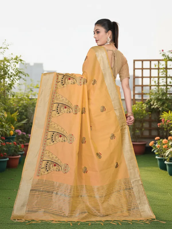 Mustard_Yellow_Matka_Silk_Portrait_Motif_Saree_For_Women