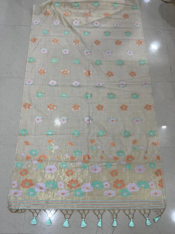 Beige_Sheer_Floral_Print_Saree_For_Women