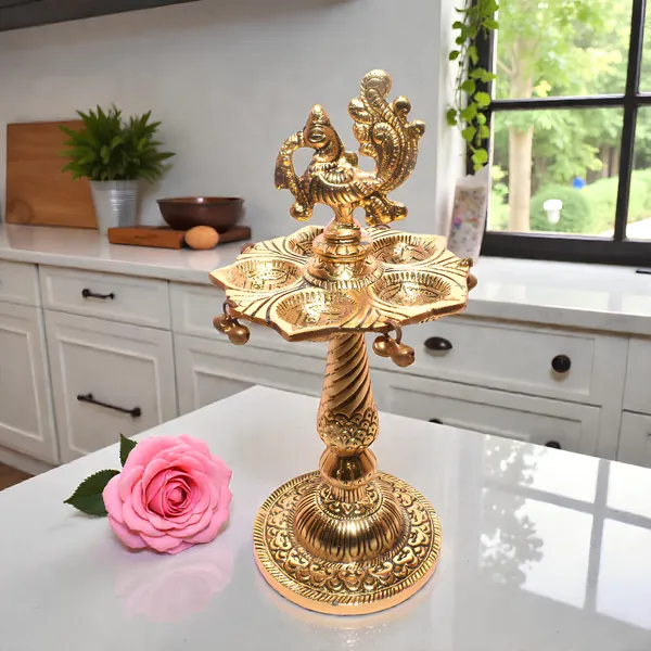 Aluminium_Traditional_Peacock_Multi-Wick_Diya_Stand