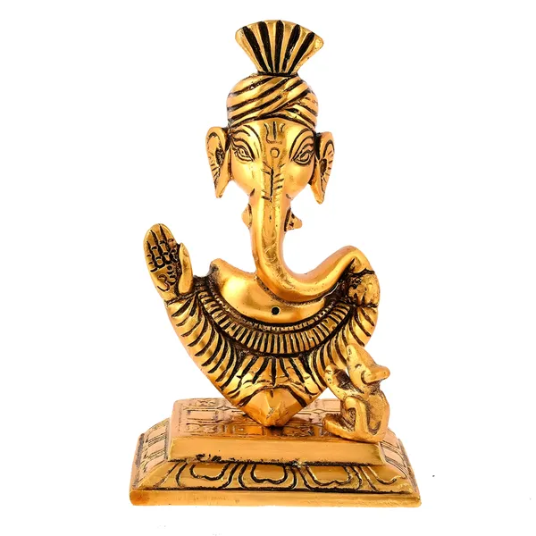 Aluminium_Traditional_Ganesha_With_Mouse_Decorative_Idol