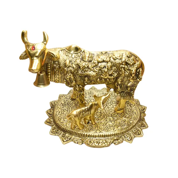 Golden_Kamdhenu_Cow_And_Calf_Idol