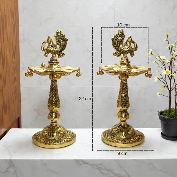 Aluminium_Traditional_Peacock_Diya_Stand_Combo