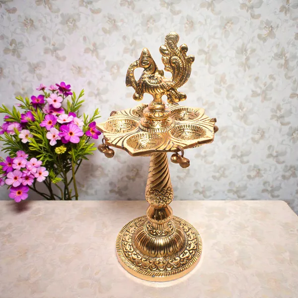 Aluminium_Traditional_Peacock_Multi-Wick_Diya_Stand
