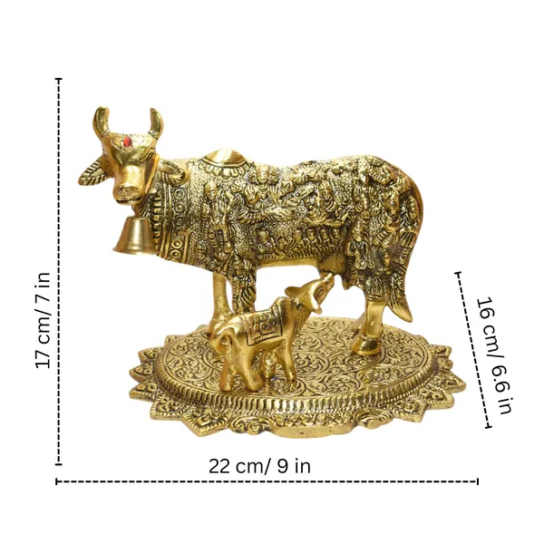 Golden_Kamdhenu_Cow_And_Calf_Idol