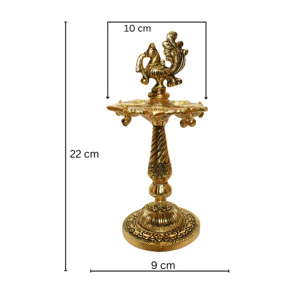 Aluminium_Traditional_Peacock_Multi-Wick_Diya_Stand