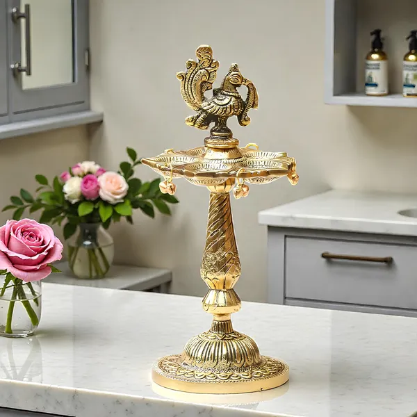 Aluminium_Traditional_Peacock_Multi-Wick_Diya_Stand