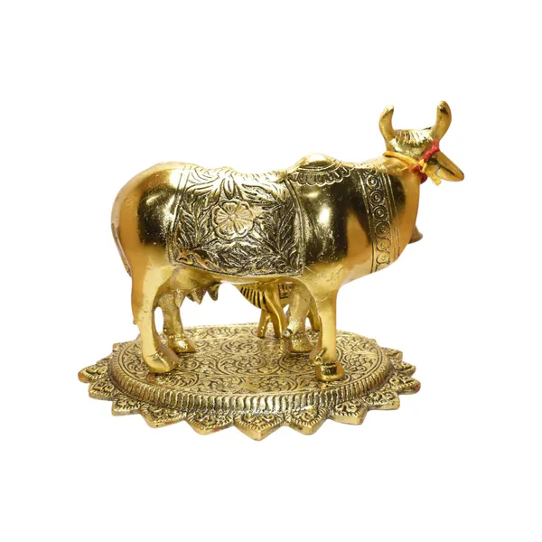 Golden_Kamdhenu_Cow_And_Calf_Idol