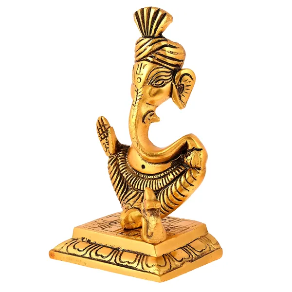 Aluminium_Traditional_Ganesha_With_Mouse_Decorative_Idol