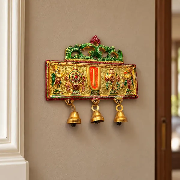 Wall_Hanging_Tirupati_Balaji_Symbol_Shankh_Chakra_Tilak_with_Hanuman_ji_and_garud_Statue_Gold_Plating_Antique_Decorative_for_Home_&_Office_Table_Showpiece_Figurines
