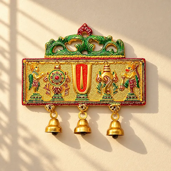 Wall_Hanging_Tirupati_Balaji_Symbol_Shankh_Chakra_Tilak_with_Hanuman_ji_and_garud_Statue_Gold_Plating_Antique_Decorative_for_Home_&_Office_Table_Showpiece_Figurines
