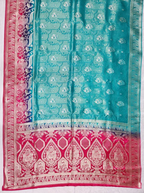 Turquoise_Brocade_Unstitched_Fabric_for_Men
