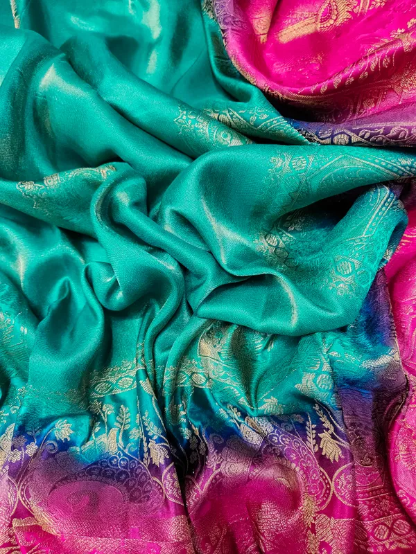 Pink_And_Teal_Silk_Saree_For_Women