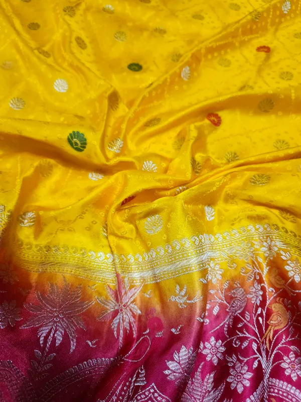 Red_And_Yellow_Woven_Floral_Saree_For_Women