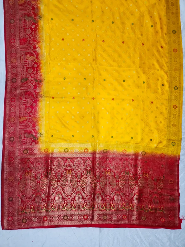 Red_And_Yellow_Woven_Floral_Saree_For_Women