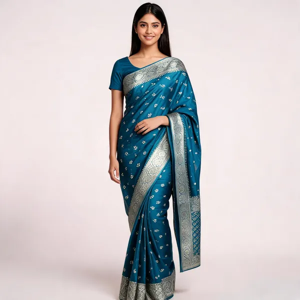 Blue_Silk-Satin_Woven_Traditional_Saree_For_Women