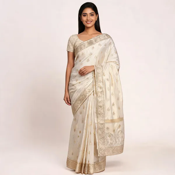 Ivory_Silk_Satin_Brocade_Saree_For_Women
