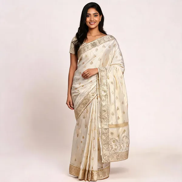 Ivory_Silk_Satin_Brocade_Saree_For_Women