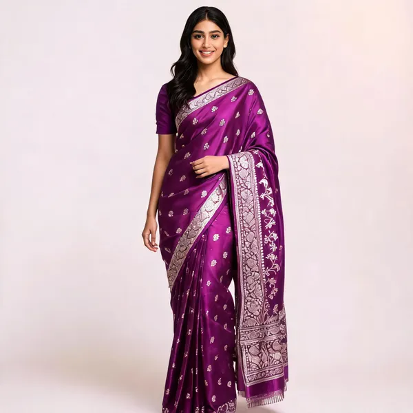 Purple_Silk_Satin_Woven_Saree_For_Women