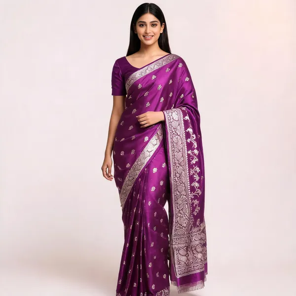 Purple_Silk_Satin_Woven_Saree_For_Women