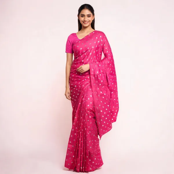 Pink_Silk-Satin_Woven_Silver_Motifs_Saree_For_Women