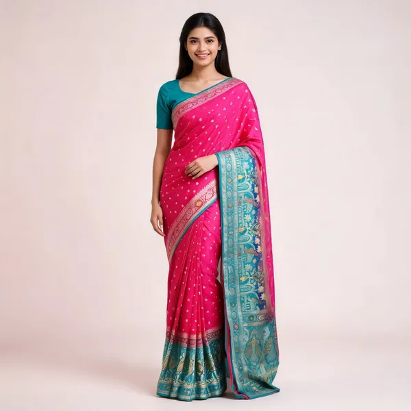 Pink_Silk-Satin_Woven_Zari_Border_Saree_For_Women