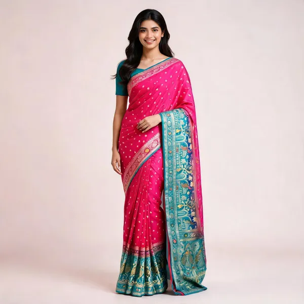 Pink_Silk-Satin_Woven_Zari_Border_Saree_For_Women