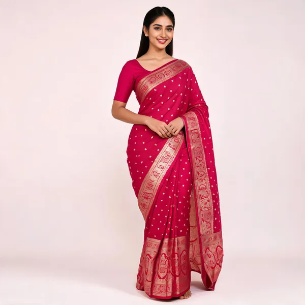 Pink_Silk_Satin_Banarasi_Saree_For_Women