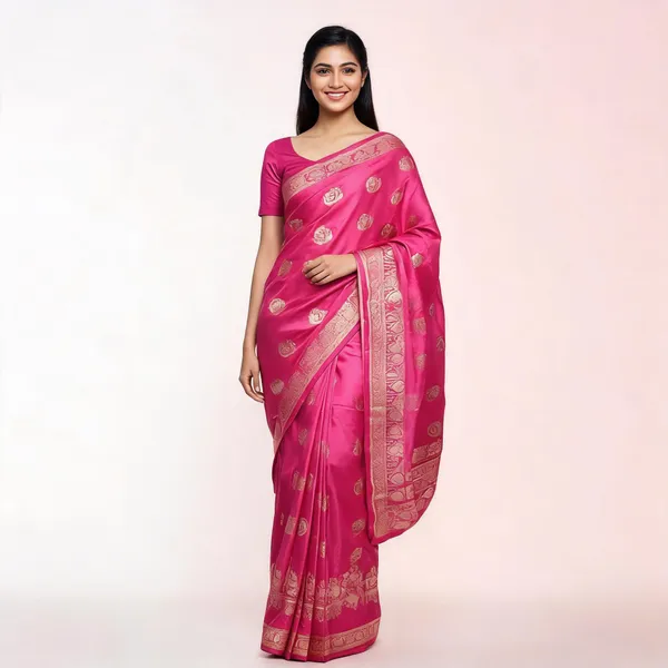 Pink_Silk_Satin_Woven_Zari_Saree_For_Women