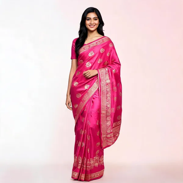 Pink_Silk_Satin_Woven_Zari_Saree_For_Women