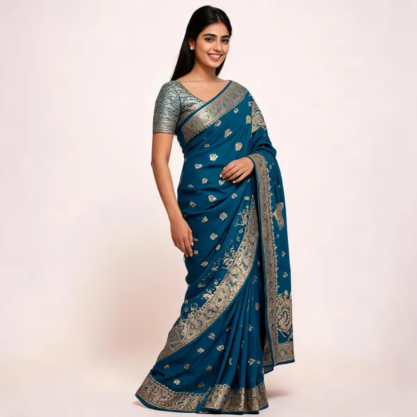 Blue_Silk_Satin_Woven_Traditional_Saree_For_Women