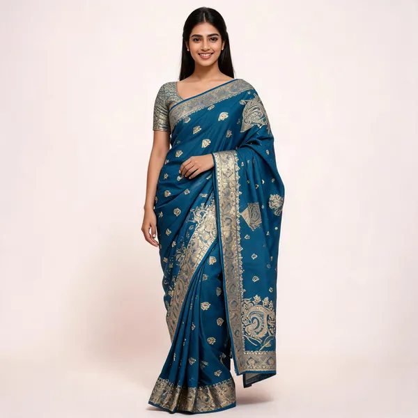 Blue_Silk_Satin_Woven_Traditional_Saree_For_Women