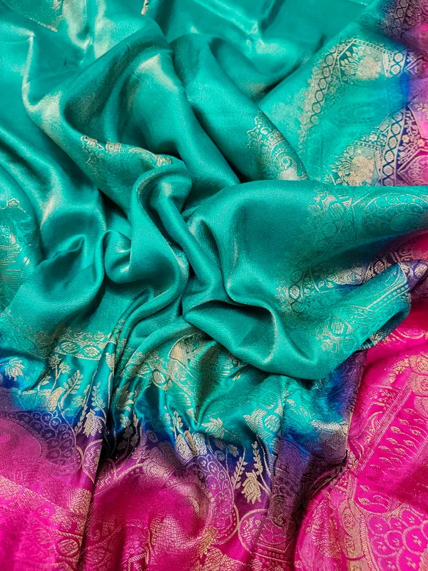Pink_And_Teal_Silk_Saree_For_Women