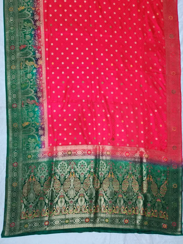 Teal_And_Pink_Woven_Saree_for_Women