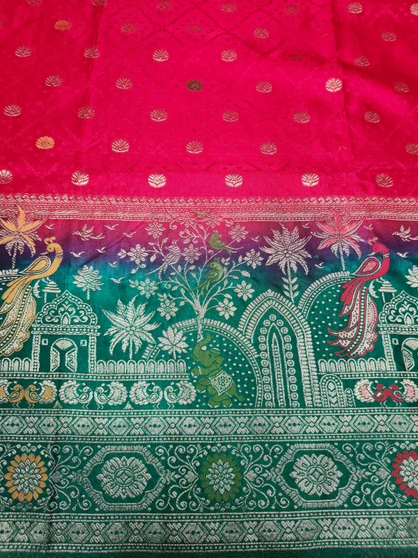 Teal_And_Pink_Woven_Saree_for_Women
