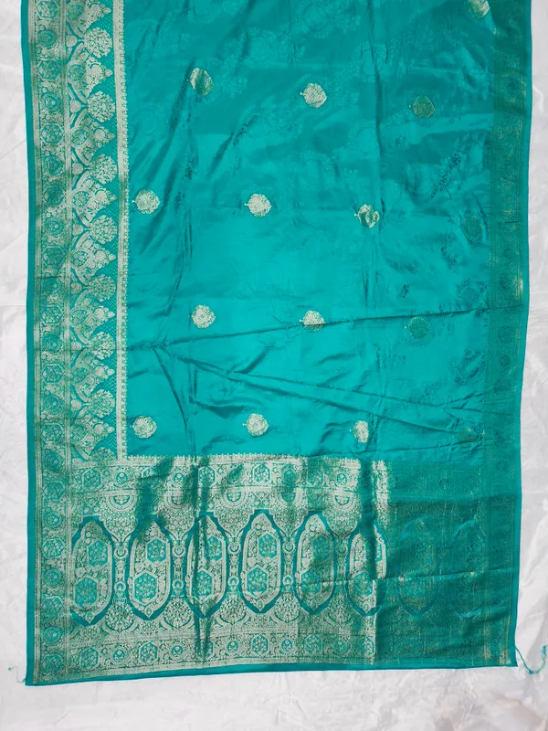 Turquoise_Silk_Woven_Saree_for_Women