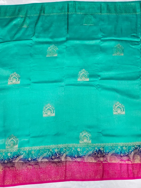 Pink_And_Teal_Silk_Saree_For_Women