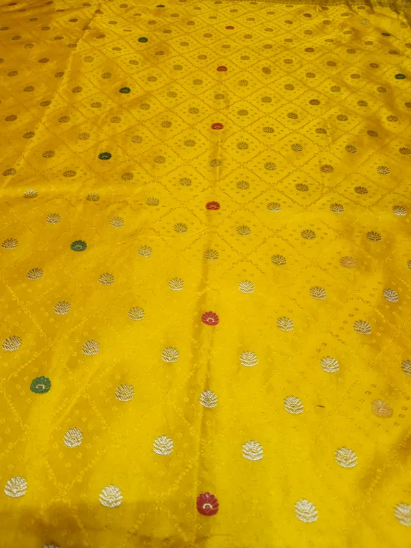 Red_And_Yellow_Woven_Floral_Saree_For_Women