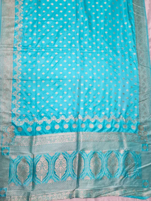 Turquoise_Woven_Zari_Motif_Saree_for_Women